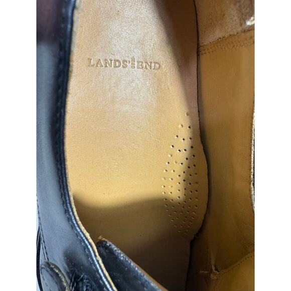 "LANDS END" Leather Black Buckle Shoe Size 10 Slip On Dress Shoes Mens - Picture 7 of 10